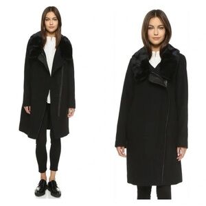 Vince leather fur asymmetric coat